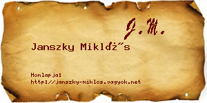 Janszky Miklós névjegykártya